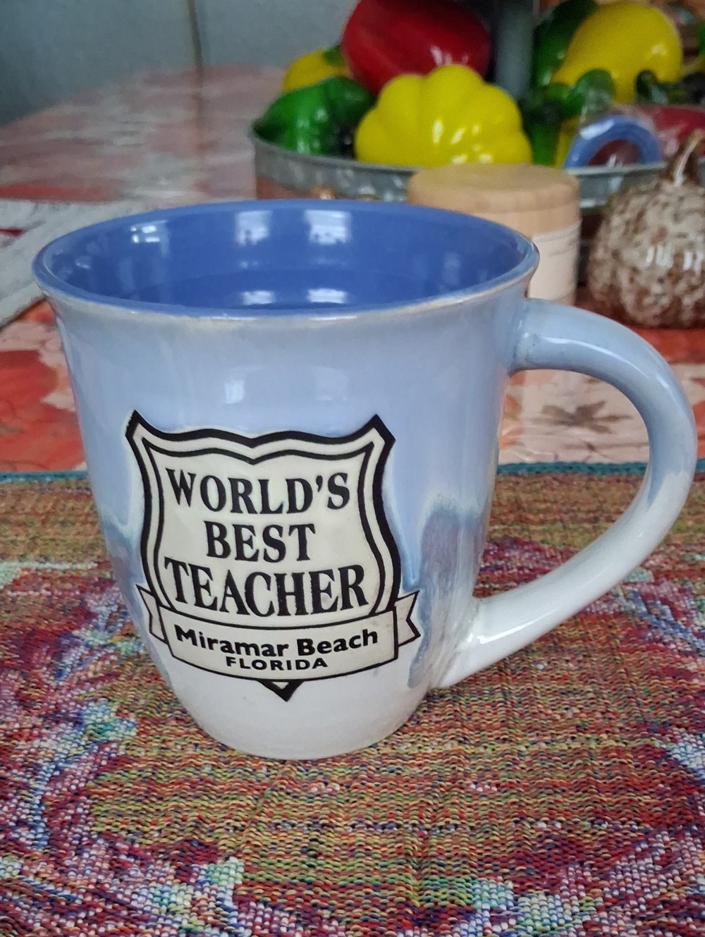 World's Best Teacher Miramar Beach Florida Blue Ceramic Mug